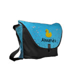 Rubber Duck with Bubbles, Blue Water Custom Diaper messenger bags