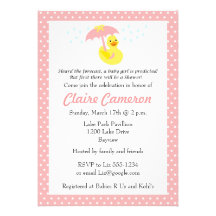 Rubber Ducky Baby Girl Shower invite - customise