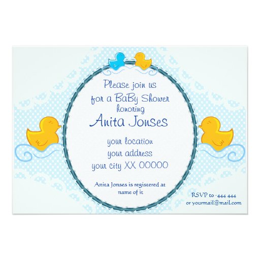 rubber ducky baby shower card invitations