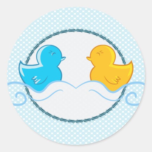 rubber ducky baby shower seal round stickers
