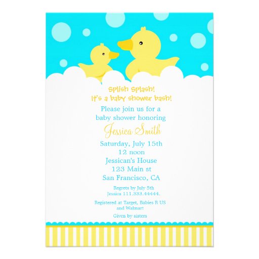 Rubber Ducky Duck Baby Shower Invitation