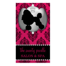 Rubelite Pink Jewelled Damask Dog Grooming/Spa Business Card
