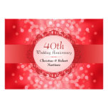 Ruby Red Bokeh 40th Anniversary Party Personalized Announcements