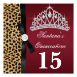 Ruby Red Leopard Quinceanera Invitations