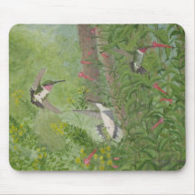 Ruby-throats in Fall Mousepad