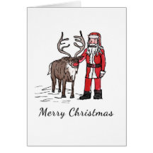 Rudolph and Santa Christmas Card