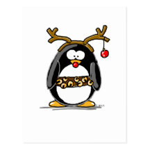 Rudolph penguin postcard