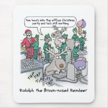 Rudolph the brown-nosed reindeer mouse pads