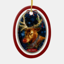 Rudy Reindeer Digital Art Red Christmas Tree Ornament