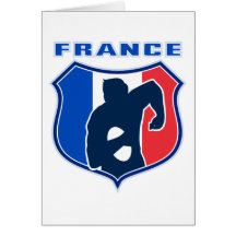 rugby player french france flag shield greeting cards