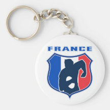rugby player french france flag shield key chain