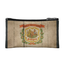 Rugged Wood West Virginia Flag Makeup Bag