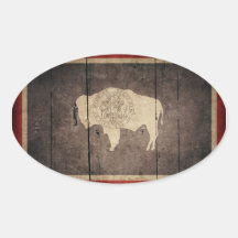 Rugged Wood Wyoming Flag Stickers