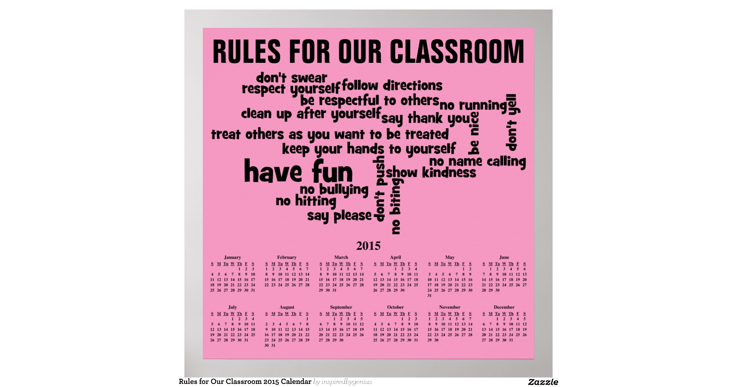 Calendar Poster For Classroom : Rules for our classroom calendar poster zazzle Calendar Poster For Classroom : Rules for our classroom calendar poster zazzle