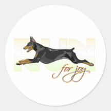 Run for Joy, Black Doberman Sticker