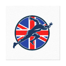 Runner Sprinter Start British Flag Circle Canvas Print