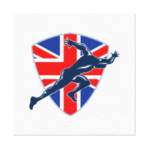 Runner Sprinter Start British Flag Shield Stretched Canvas Print