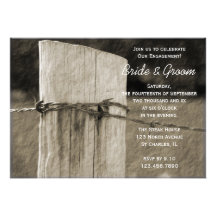 Rural Fence Post Country Engagement Party Invite