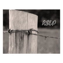 Rural Fence Post Country Wedding Response Card Personalised Invites