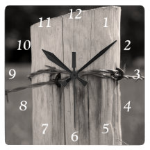 Rural Fence Post Square Clock
