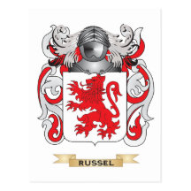 Russell Coat of Arms (Family Crest) Post Card