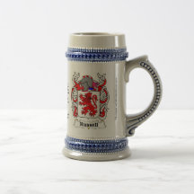 Russell Family Crest Ceramic Stein Mugs