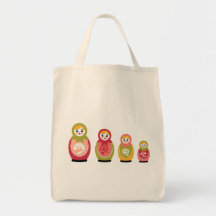 russian dolls grocery tote bag