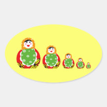 Russian nesting doll oval stickers