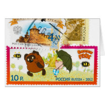 Russian stamps greeting card
