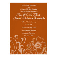 Rust and White Autumn Floral Wedding Invitation