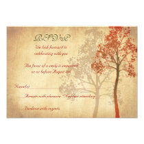 Rust Autumn Fall Tree Wedding RSVP Reply Card invitations