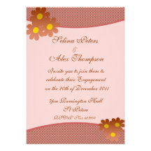 Rust Flower  Engagement Invitation