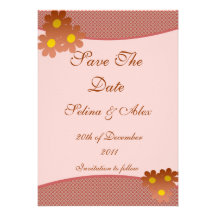 Rust Flower Save the Date Custom Invitation