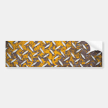 Rusted Diamond Plate Metal Bumper Sticker