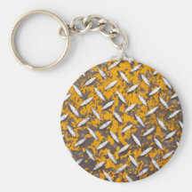 Rusted Diamond Plate Metal Key Chains