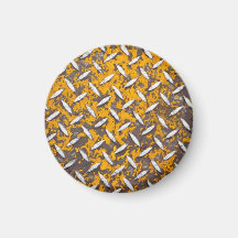 Rusted Diamond Plate Metal Refrigerator Magnet