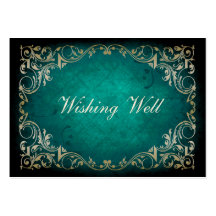 rustic aqua regal wishing well cards business card templates