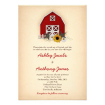 Rustic Barn Farm Country Sunflower Daisy Wedding invitations