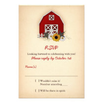 Rustic Barn Farm Country Sunflower Wedding RSVP invitations