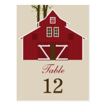 Rustic Barn Wedding Table Number Card Post Cards