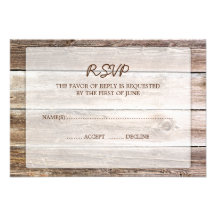 Rustic Barn Wood Wedding RSVP Response Card Custom Announcement
