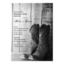 Rustic Boots Country Wedding Rehearsal Dinner Personalised Invitations