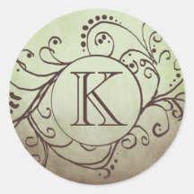 Rustic Brown and Green Bohemian  Flourish Round Sticker
