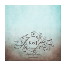 Rustic Brown and Teal Bohemian Guest Book Canvas Stretched Canvas Prints