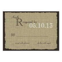 Rustic Burlap Look Wedding Response Custom Invites