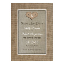 Rustic Burlap Save the Date Invitation