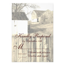 Rustic Country Barn Wood Grain Wedding RSVP Cards