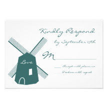 Rustic Country Blue Windmill Wedding RSVP Cards