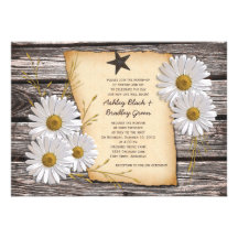 Rustic Country Daisy Wedding Invitation