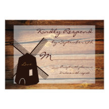 Rustic Country Dutch Windmill Wedding RSVP Cards